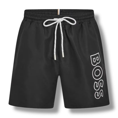 HUGO BOSS CLASSIC LOGO T-SHIRT & SWIM SHORTS SET WHITE & BLACK