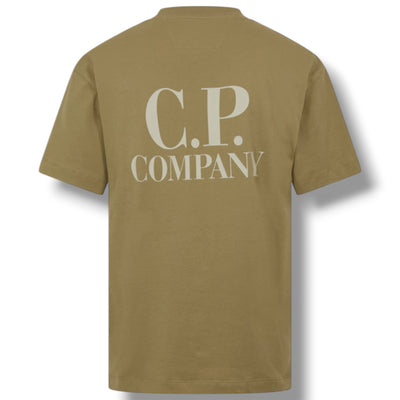 CP COMPANY DOUBLE LOGO T-SHIRT HERB GREEN