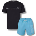 HUGO BOSS STORM T-SHIRT & SWIM SET BLACK & AQUA BLUE