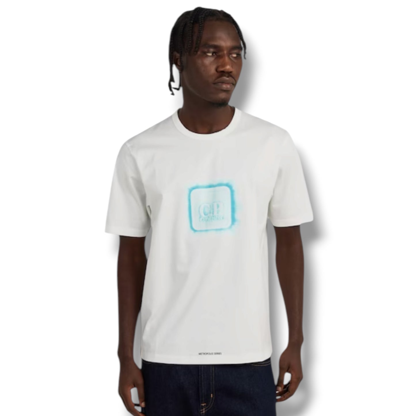 CP COMPANY METROPOLIS FRONT LIGHT BOX LOGO T-SHIRT WHITE