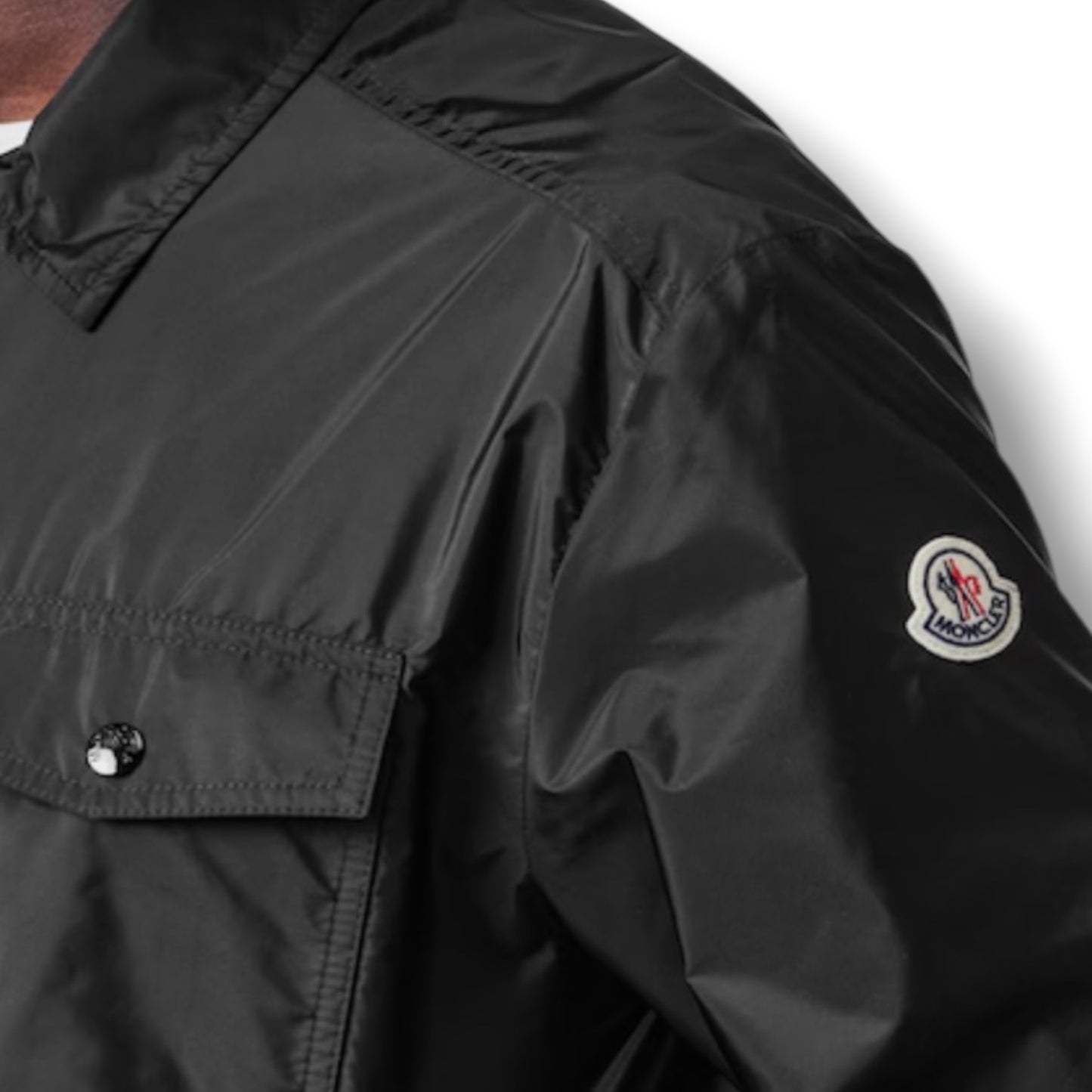 MONCLER NYLON ZIP UP OVERSHIRT BLACK