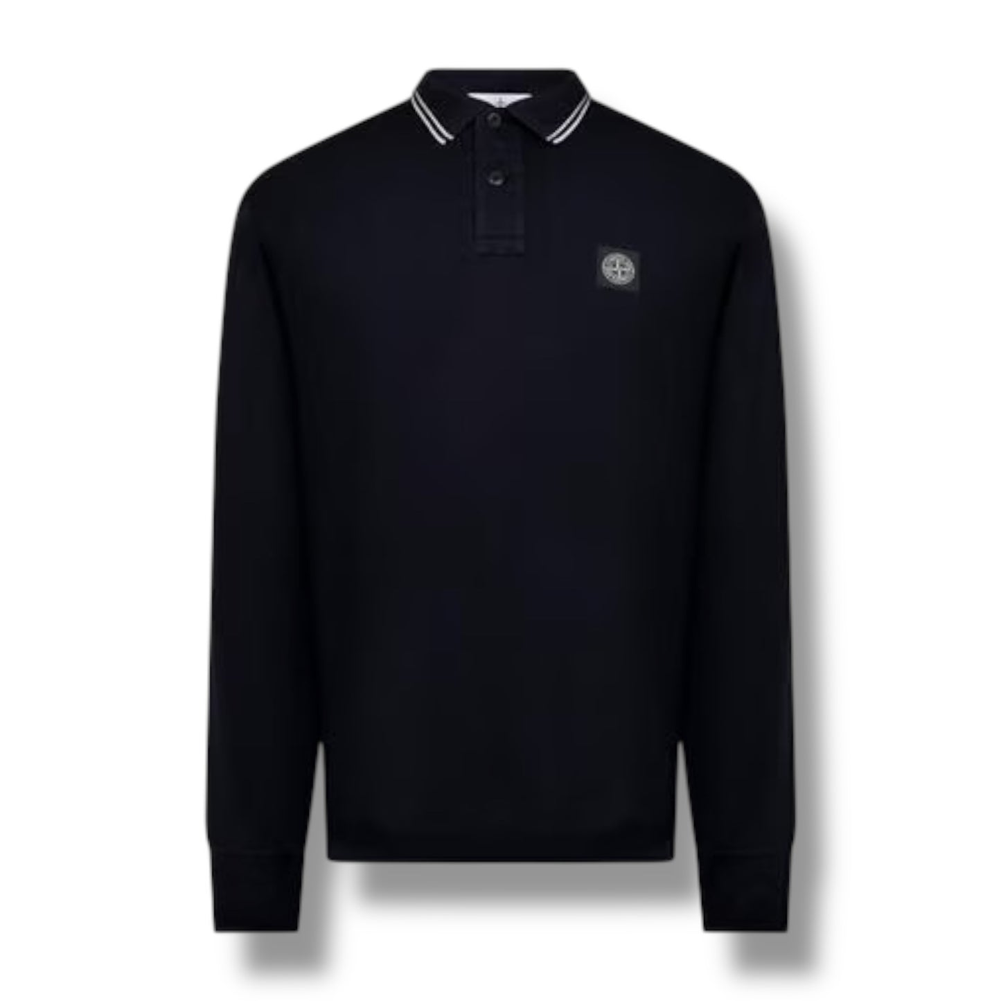 STONE ISLAND LONG SLEEVE PATCH LOGO POLO SHIRT NAVY BLUE