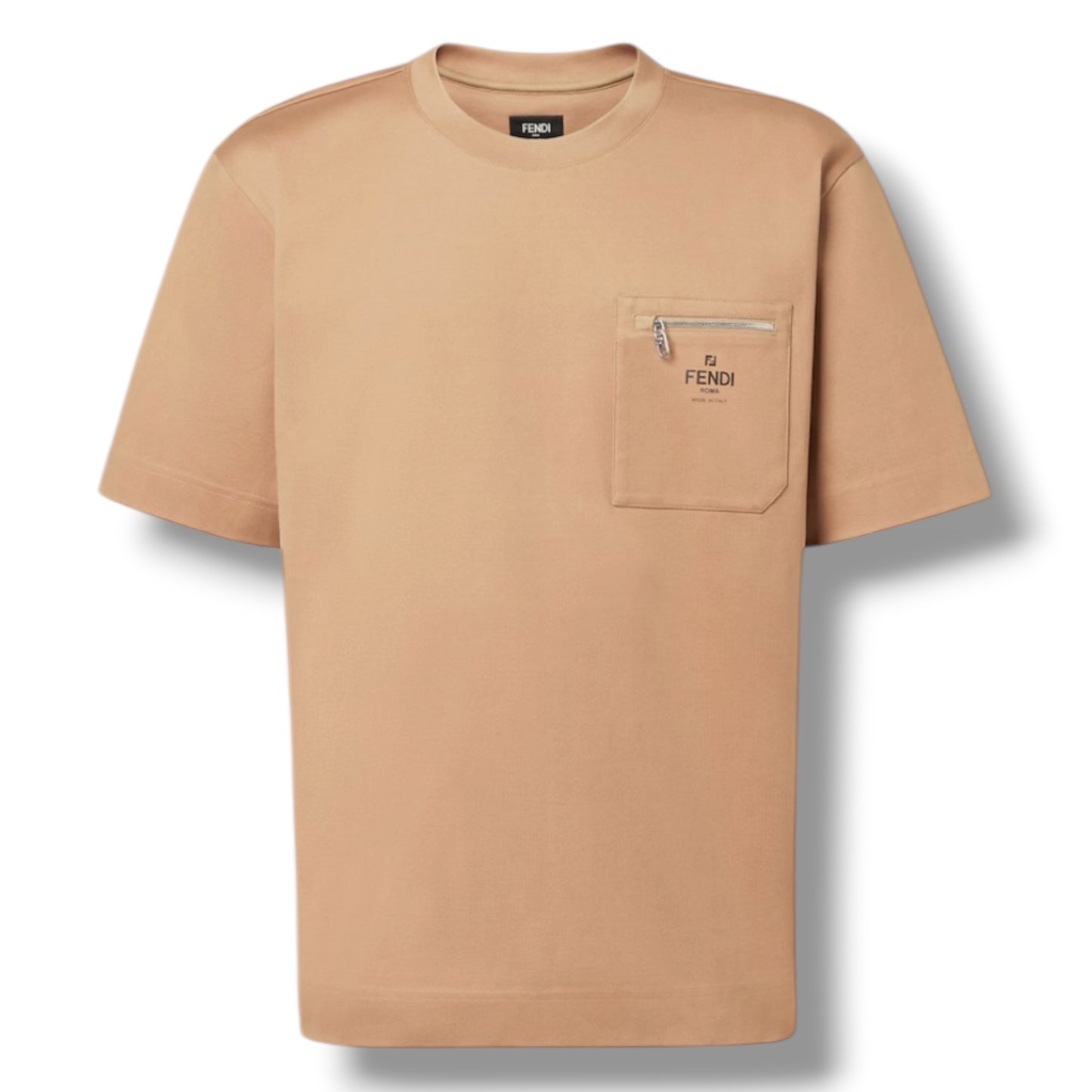 FENDI ZIP POCKET T-SHIRT BEIGE