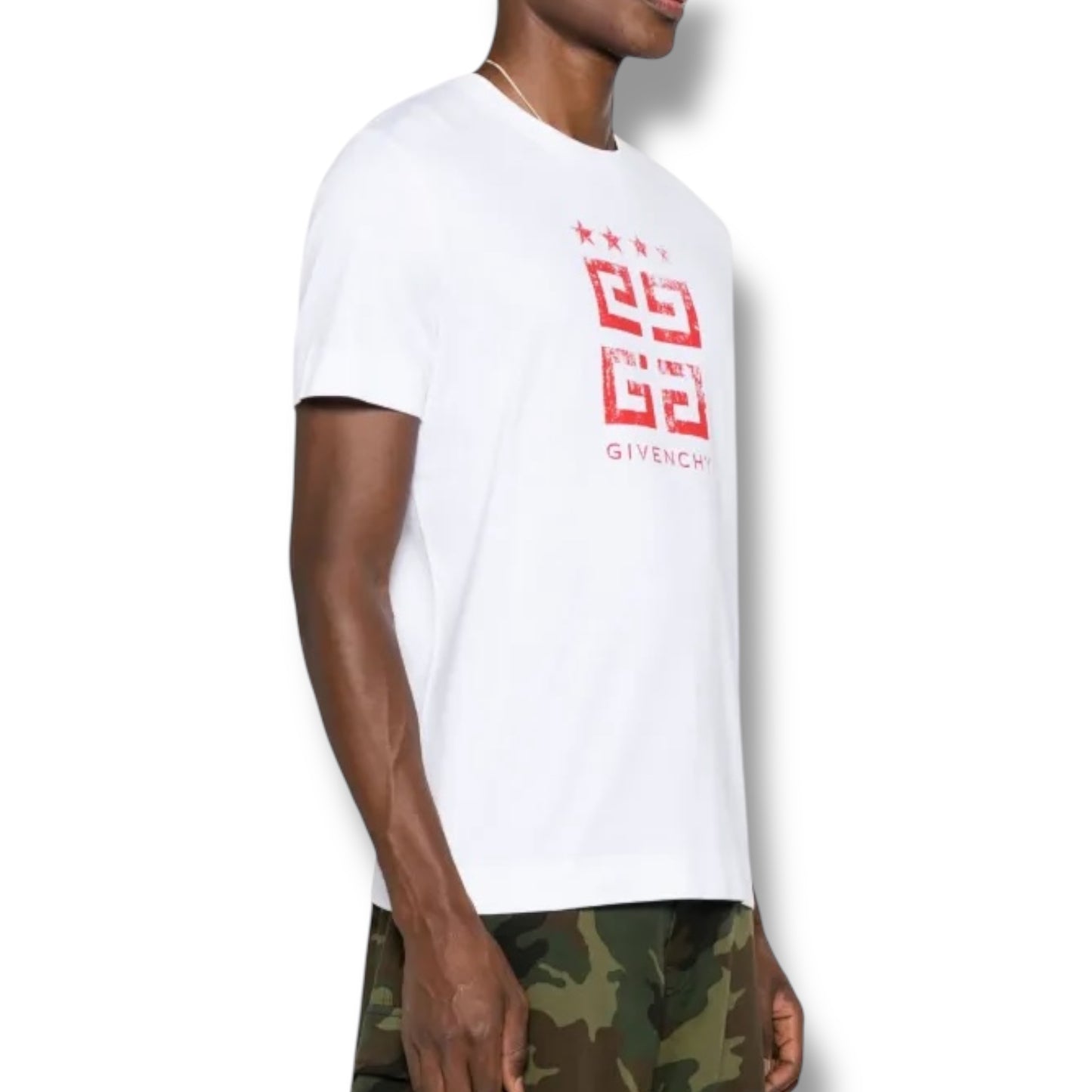 GIVENCHY 4G STARS LOGO T-SHIRT WHITE - RED