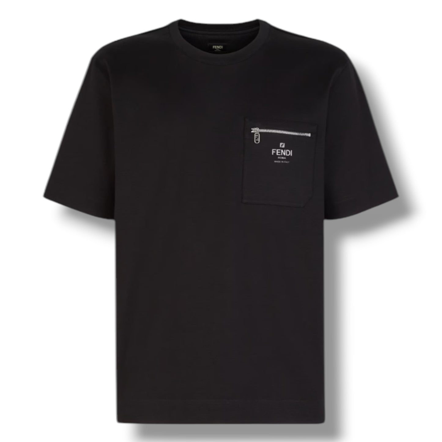 FENDI ZIP PICKET T-SHIRT BLACK