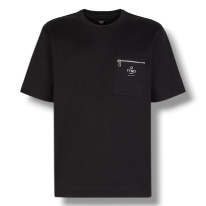 FENDI ZIP PICKET T-SHIRT BLACK