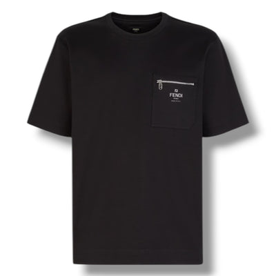 FENDI ZIP PICKET T-SHIRT BLACK