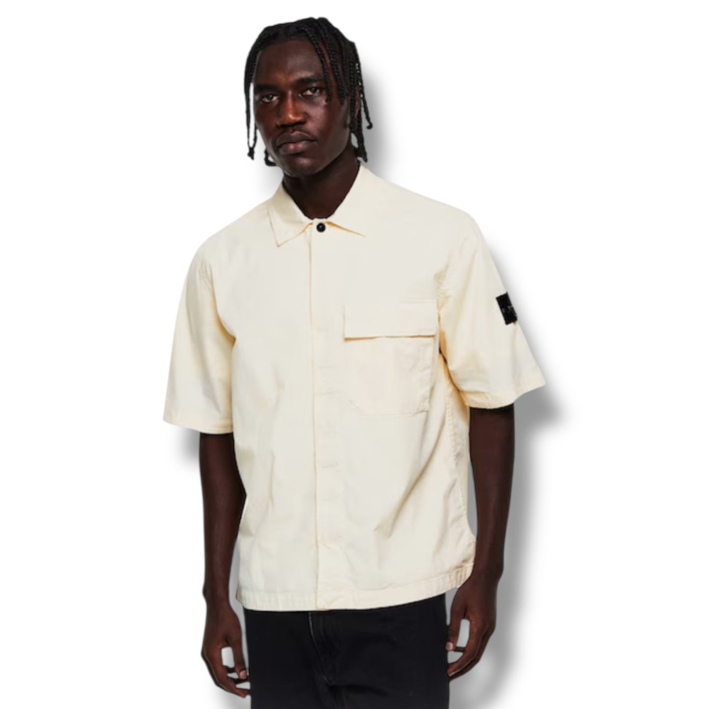 STONE ISLAND SHORT SLEEVE GD OVERSHIRT IVORY BEIGE