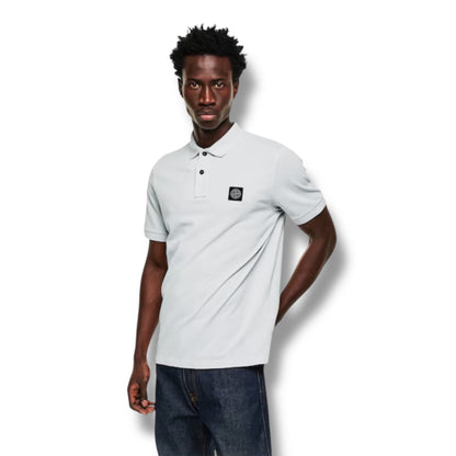 STONE ISLAND PATCH LOGO POLO SHIRT SKY BLUE