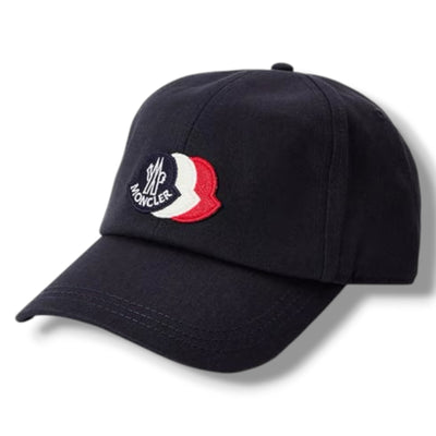 MONCLER TRIPLE LOGO BASEBALL CAP NAVY BLUE
