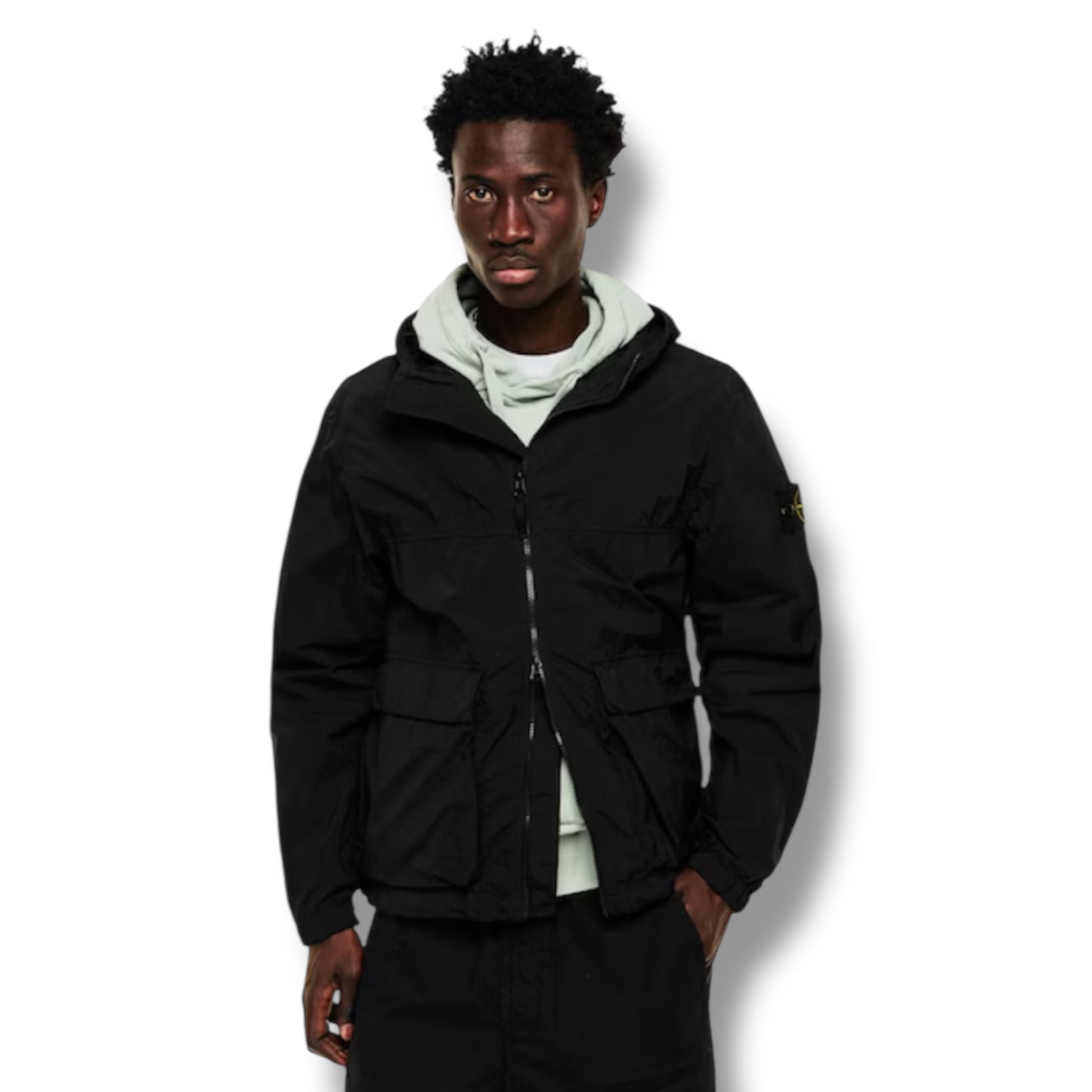 STONE ISLAND NYLON METAL HOODED JACKET BLACK