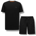 HUGO BOSS PATCH T-SHIRT & VERTI LOGO SWIM SHORTS BLACK