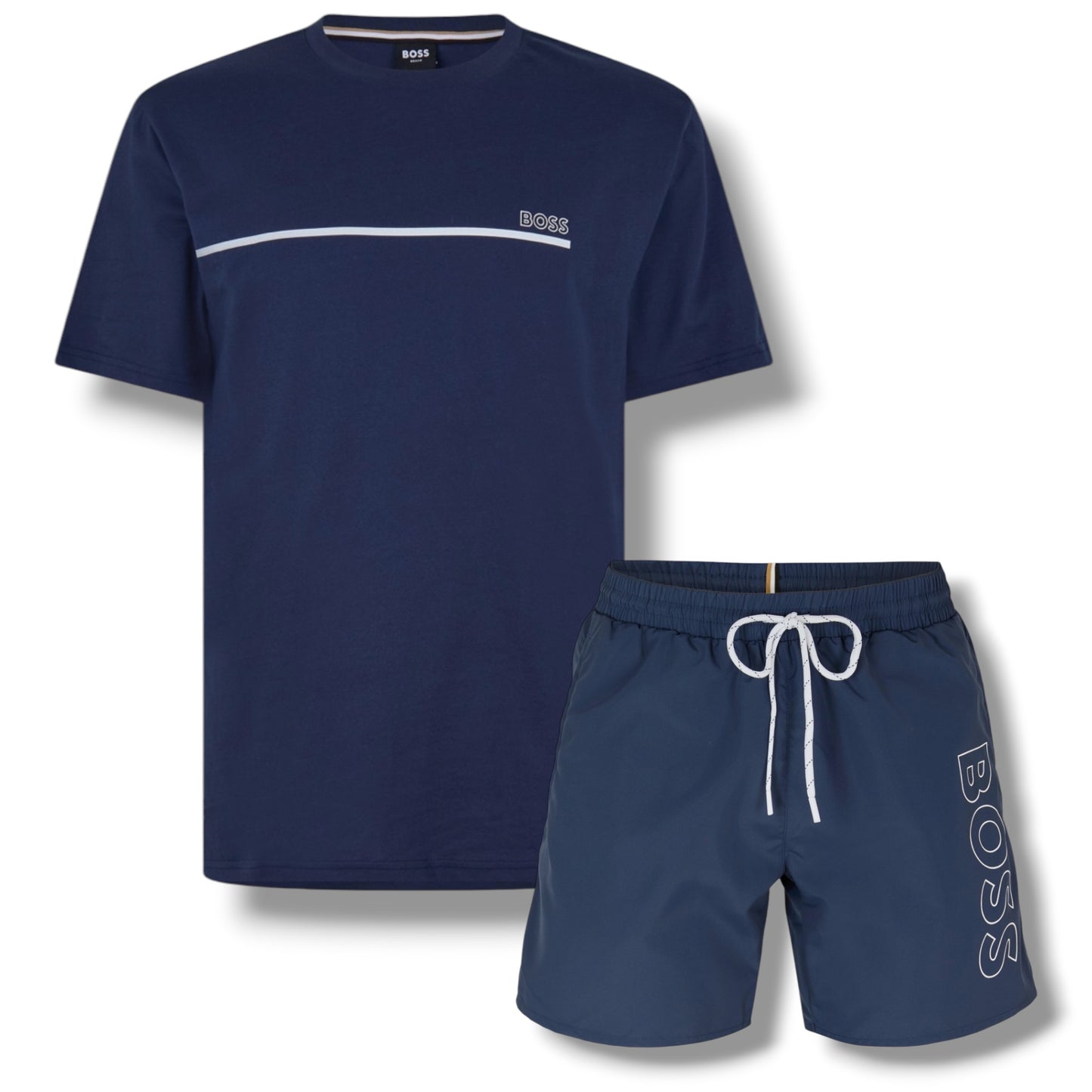 HUGO BOSS STORM T-SHIRT & SWIM SHORTS SET NAVY BLUE