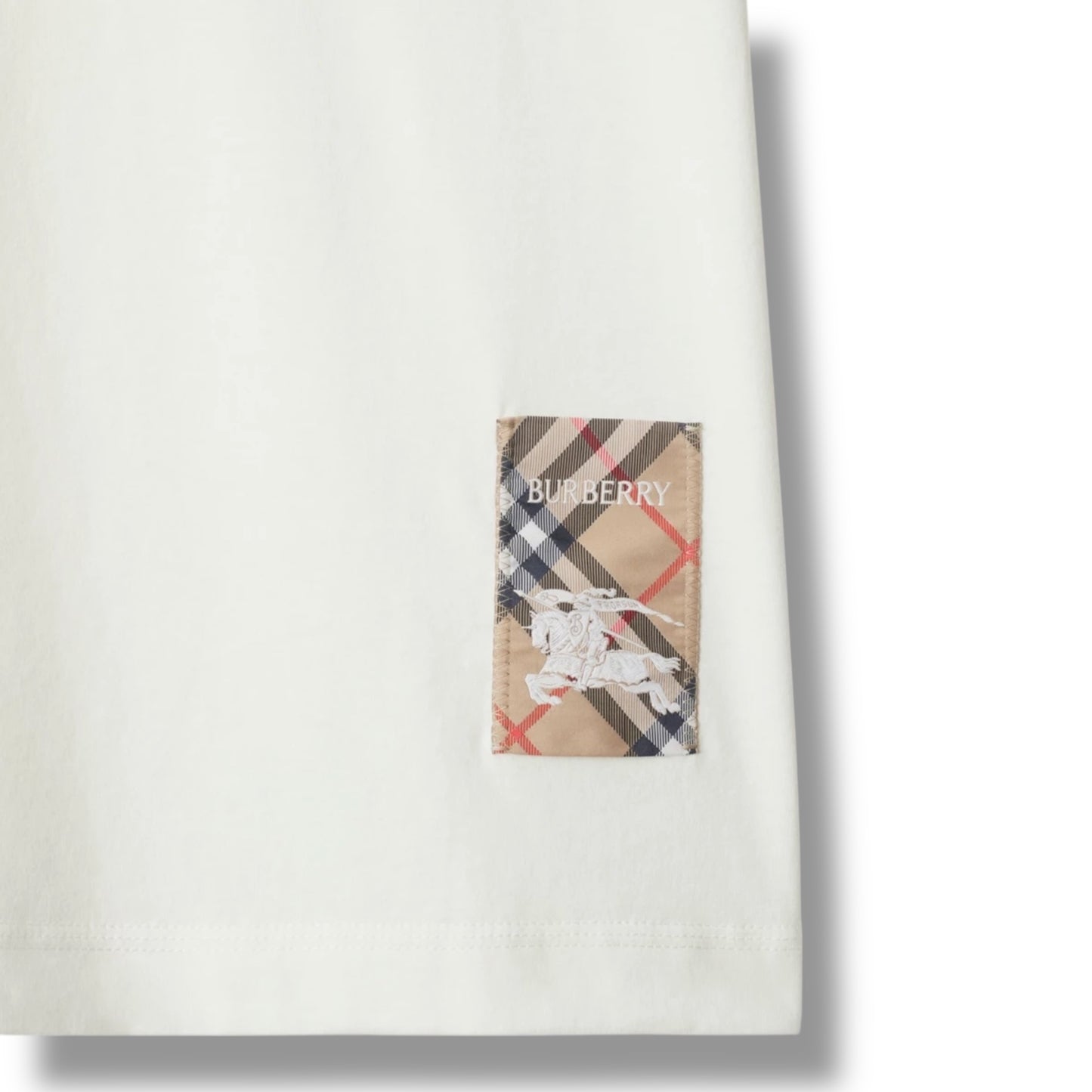 BURBERRY CHECK PATCH T-SHIRT WHITE