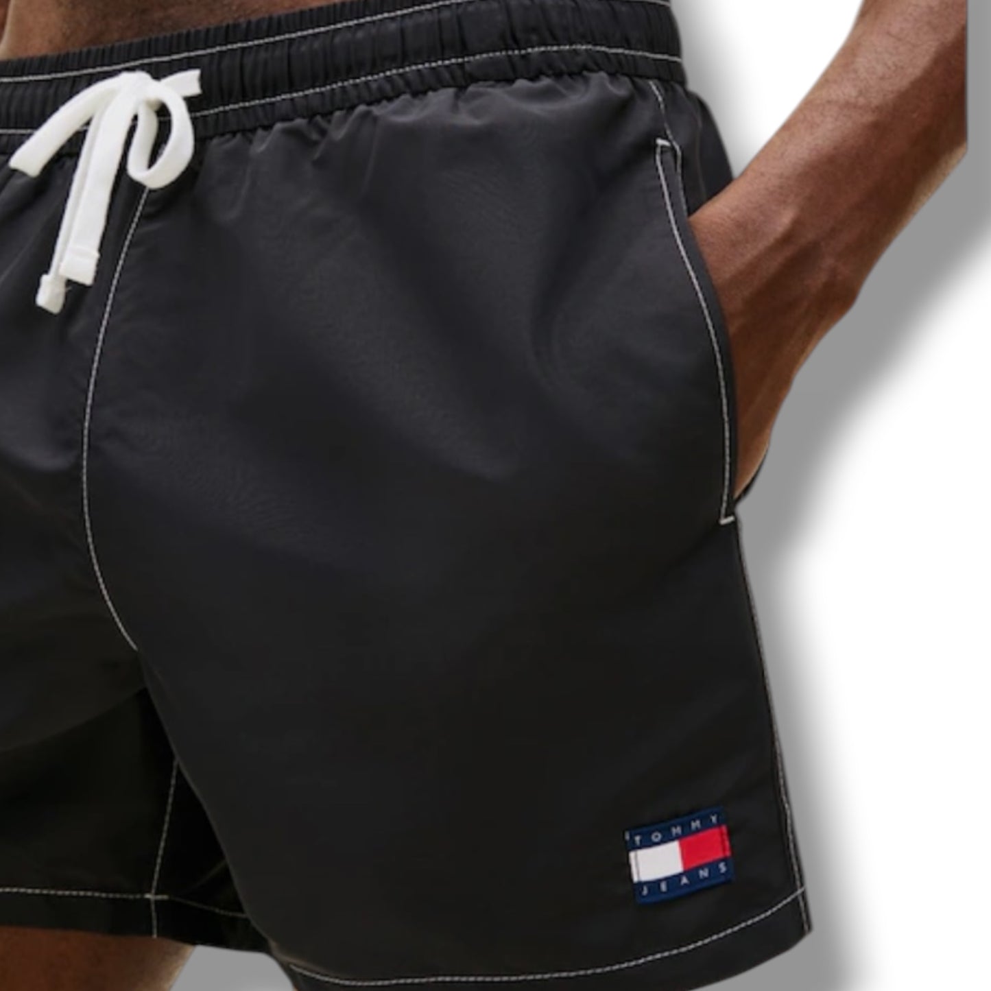 TOMMY HILFIGER SMALL LOGO T-SHIRT & SWIM SHORTS SET PINE GREEN & BLACK