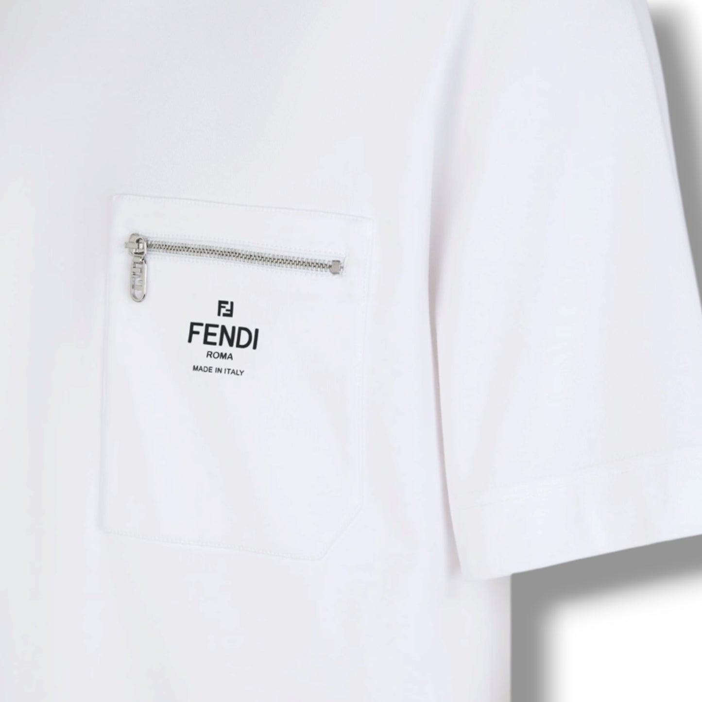 FENDI ZIP PICKET T-SHIRT WHITE