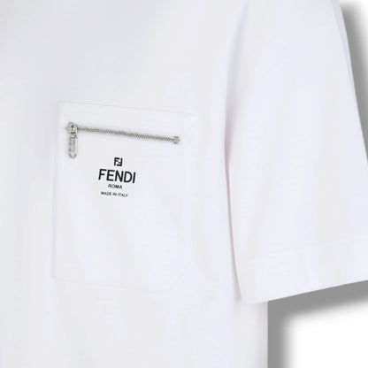 FENDI ZIP PICKET T-SHIRT WHITE