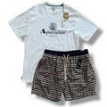 AQUASCUTUM T-SHIRT & SWIM SHORTS SET WHITE *SALE*