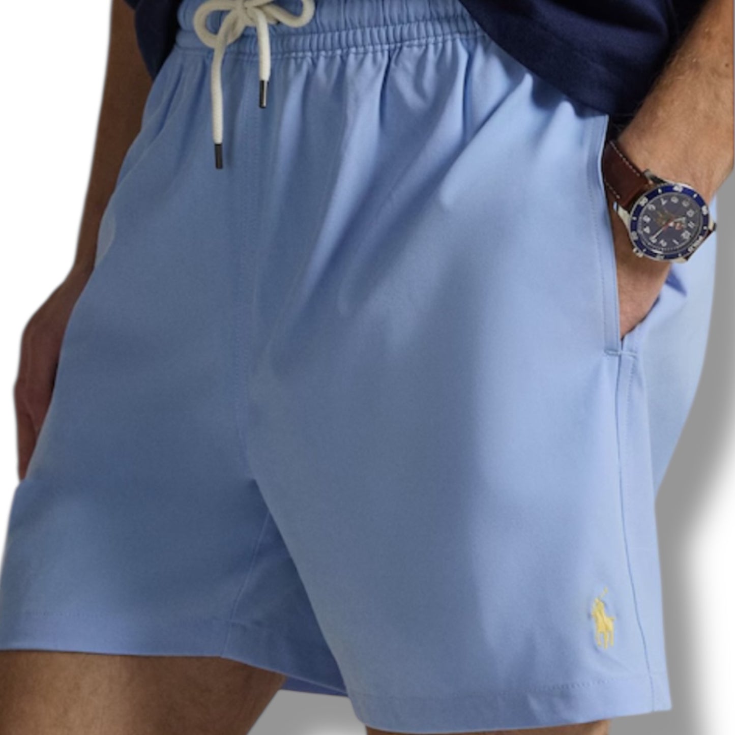 RALPH LAUREN T-SHIRT & SWIM SHORTS SET WHITE & LIGHT BLUE