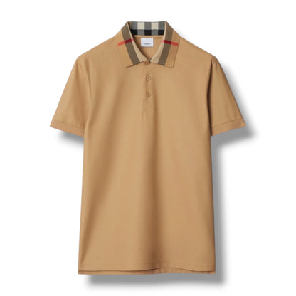 BURBERRY CHECK COLLAR POLO SHIRT BEIGE
