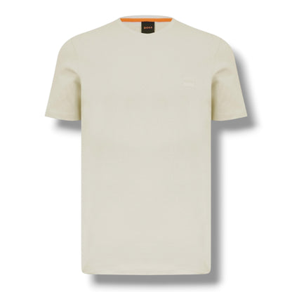 HUGO BOSS PATCH T-SHIRT & VERTI LOGO SWIM SHORTS SET BEIGE & BLACK