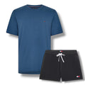 TOMMY HILFIGER SMALL LOGO T-SHIRT & SWIM SHORTS SET SEA BLUE & BLACK