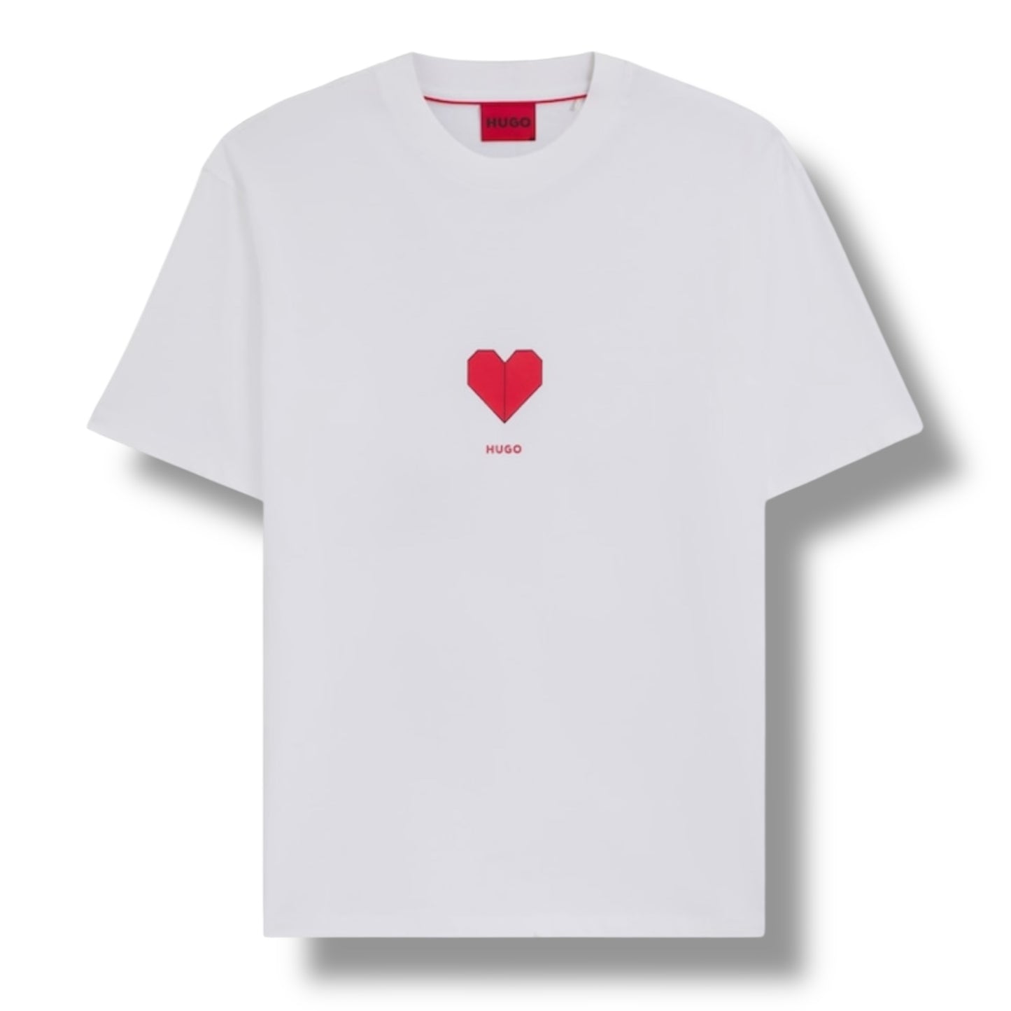 HUGO HEART LOGO T-SHIRT & VERTI SWIM SHORTS SET WHITE - RED & RED