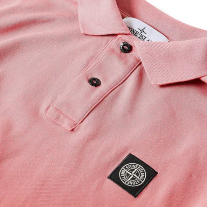 STONE ISLAND PATCH LOGO POLO SHIRT CORAL PINK