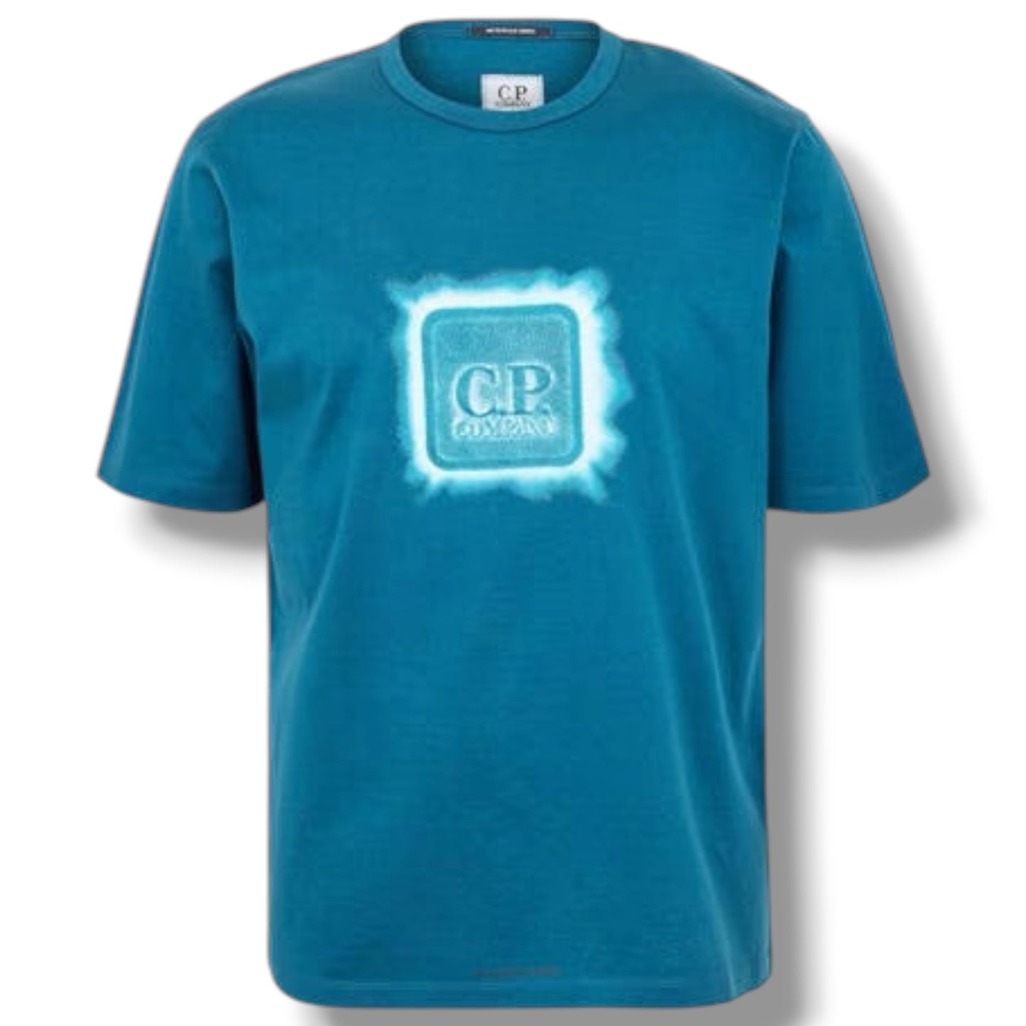 CP COMPANY METROPOLIS FRONT LIGHT BOX LOGO T-SHIRT BLUE