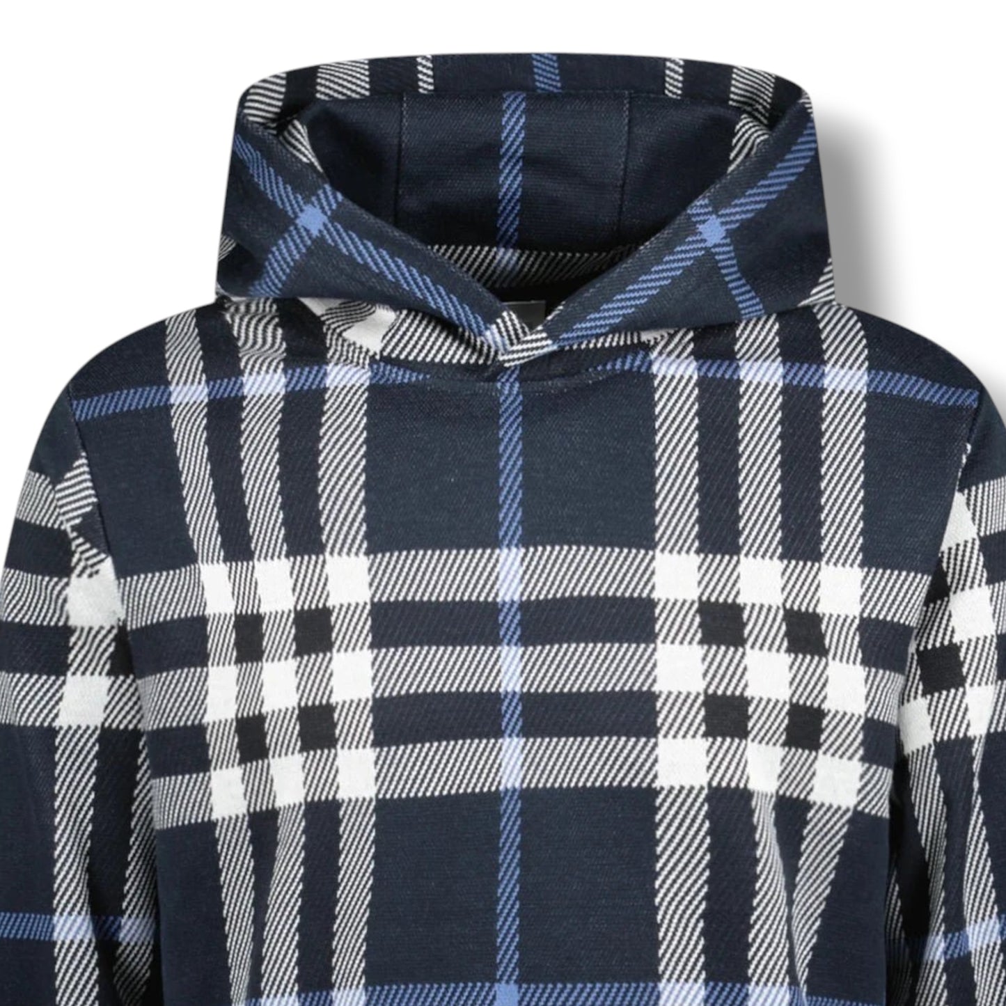 BURBERRY CHECK OTTH HOODIE NAVY BLUE