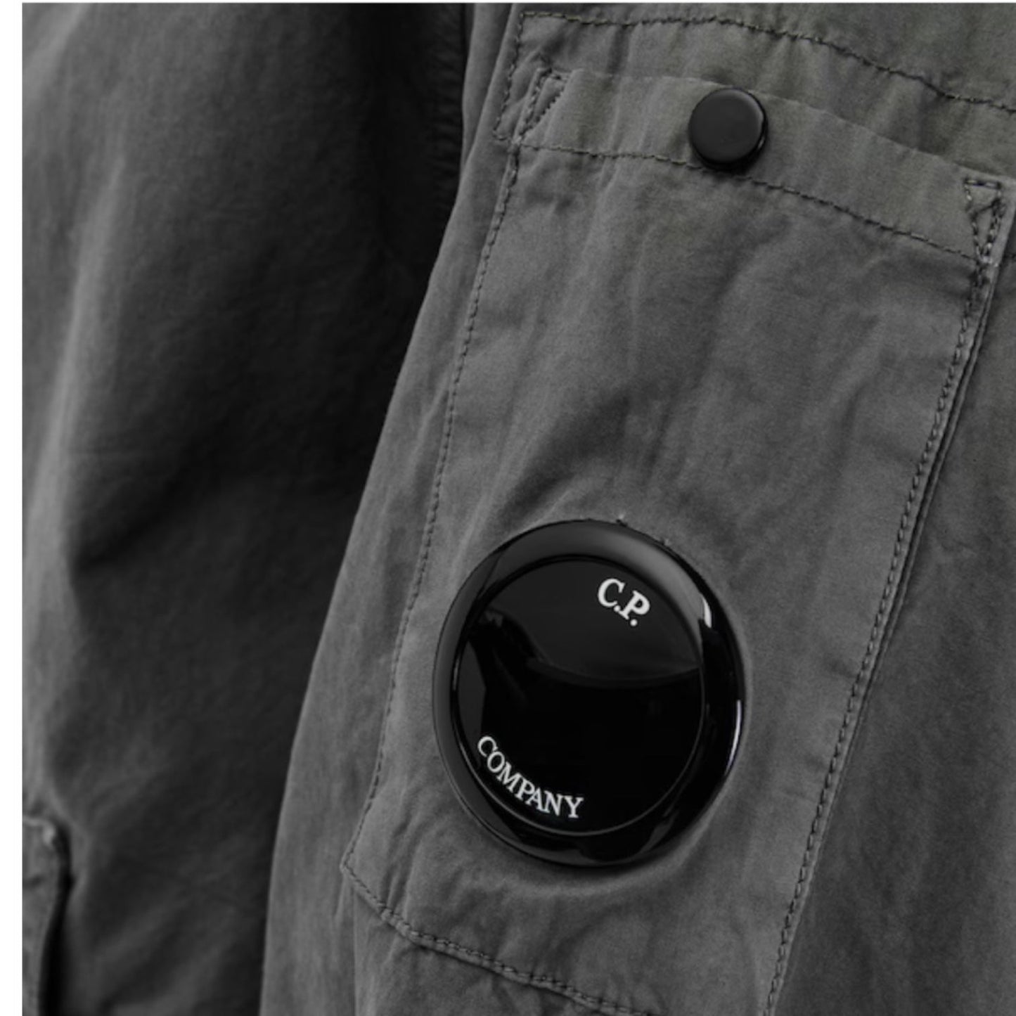 CP COMPANY HOODED LENS OVERSHIRT SHADOW GREY