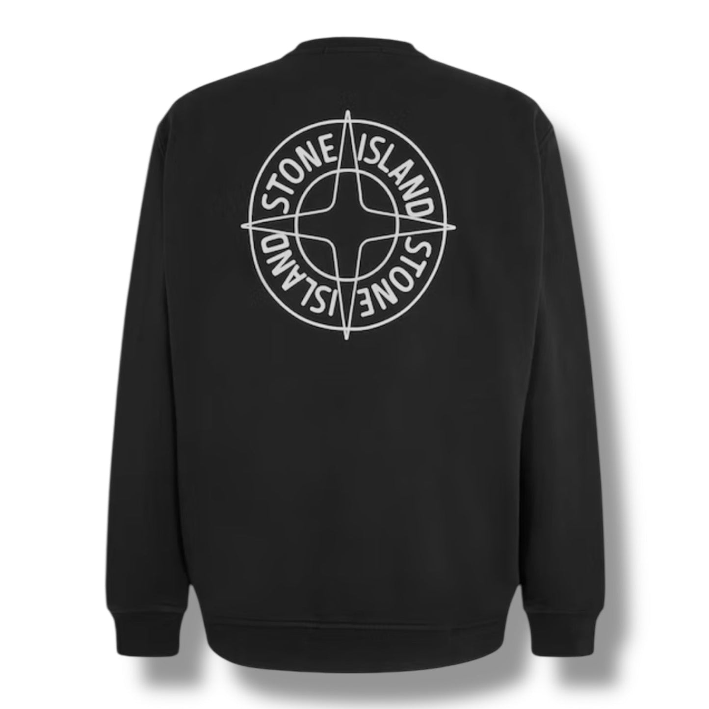 STONE ISLAND CREW NECK COMPASS BACK LOGO SWEATSHIRT BLACK