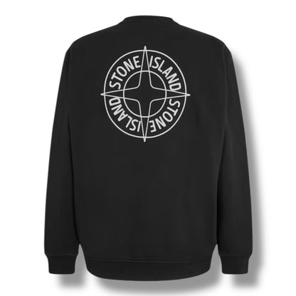 STONE ISLAND CREW NECK COMPASS BACK LOGO SWEATSHIRT BLACK