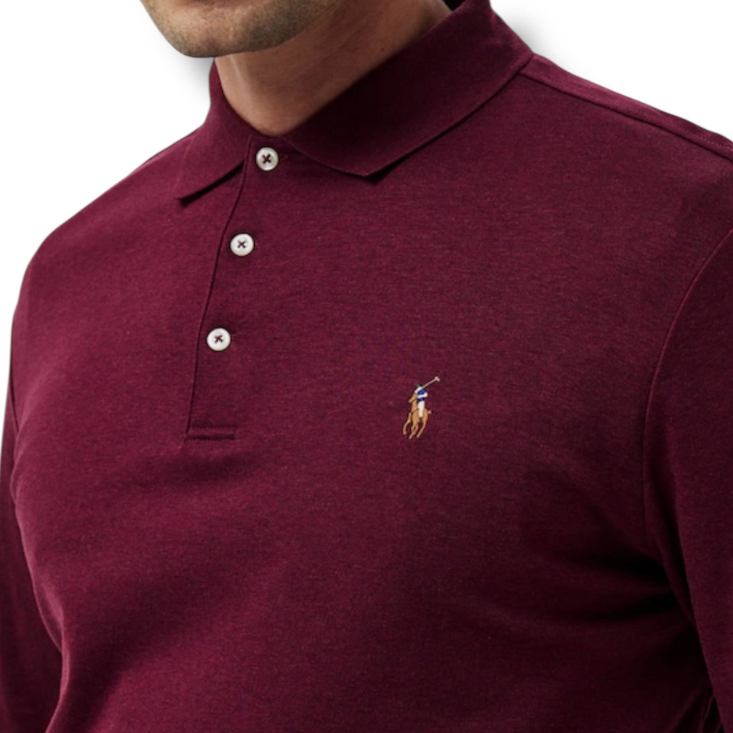 RALPH LAUREN LONG SLEEVE POLO SHIRT BURGUNDY