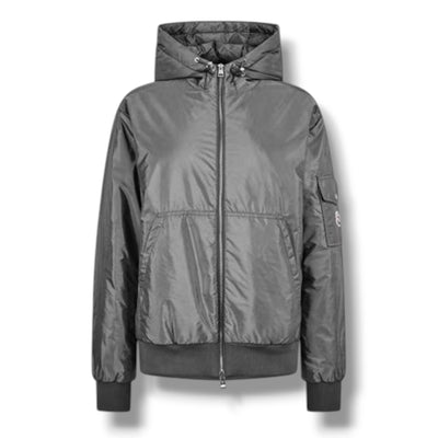 MONCLER HOODED PUFFER BOMBER JACKET GREY