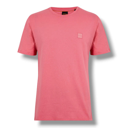 HUGO BOSS PATCH T-SHIRT & VERTI LOGO SWIM SHORTS LIGHT RED & NAVY BLUE