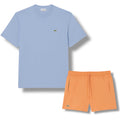 LACOSTE SMALL LOGO T-SHIRT & SWIM SHORTS SET LIGHT BLUE & ORANGE