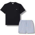 LACOSTE SMALL LOGO T-SHIRT & SWIM SHORTS SET BLACK & LIGHT BLUE