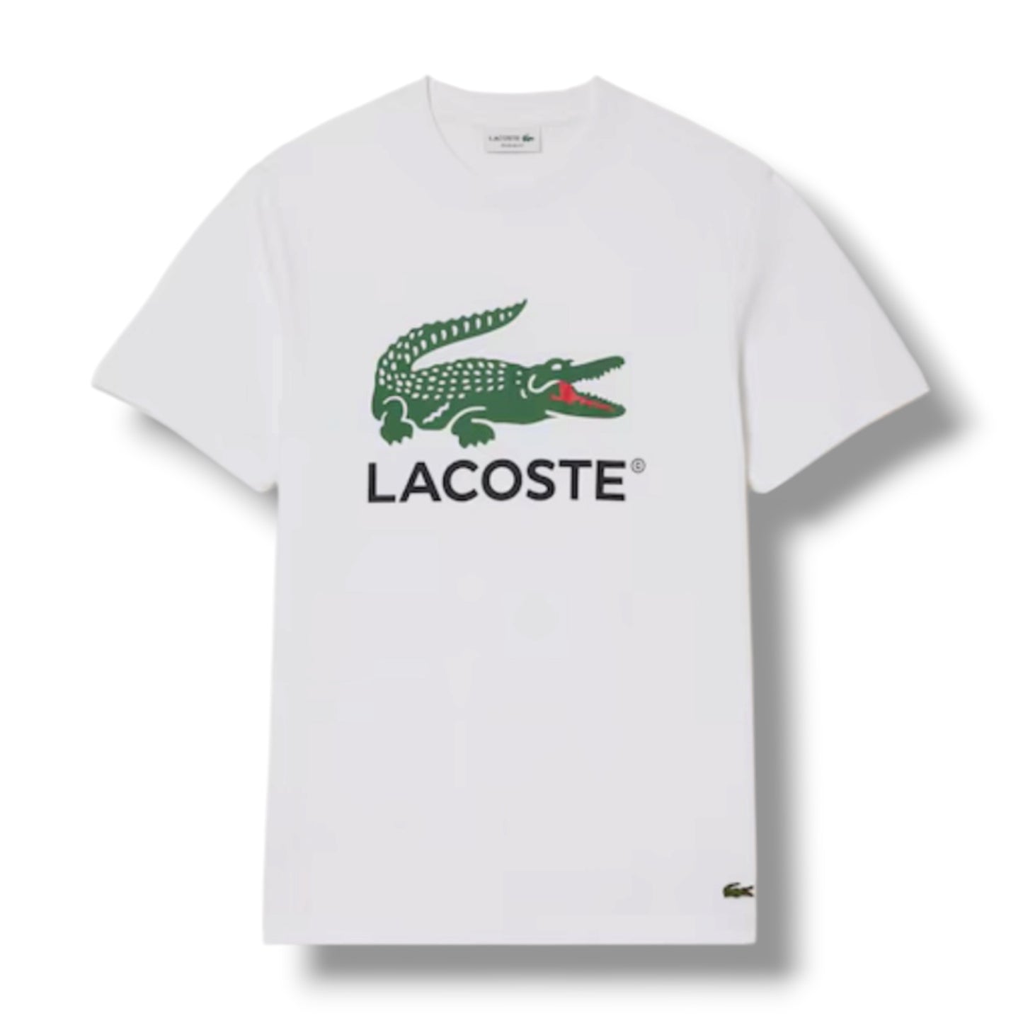 LACOSTE LARGE LOGO T-SHIRT & JERSEY SHORTS SET WHITE & BLACK