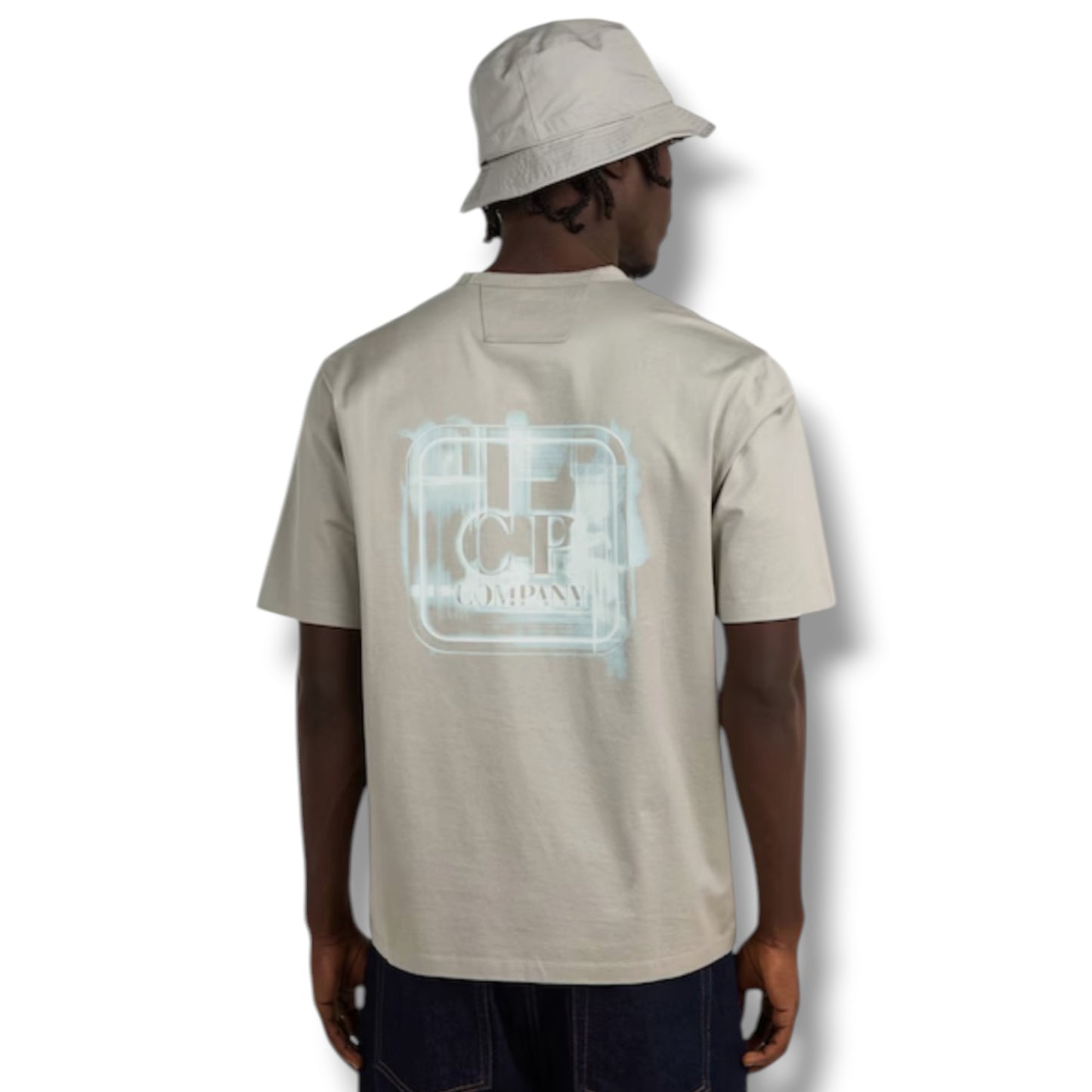 CP COMPANY METROPOLIS BACK STENCIL LOGO T-SHIRT GREY