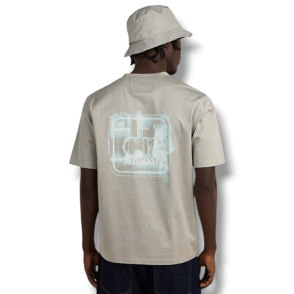 CP COMPANY METROPOLIS BACK STENCIL LOGO T-SHIRT GREY