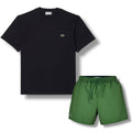 LACOSTE SMALL LOGO T-SHIRT & SWIM SHORTS SET BLACK & GREEN