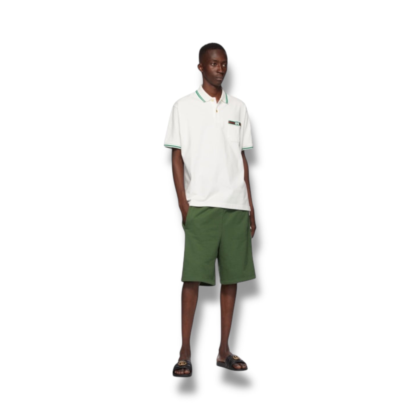 GUCCI GG REFLECTIVE TRIM JERSEY SHORTS GREEN