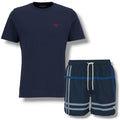 BARBOUR SMALL LOGO T-SHIRT & CHECK SWIM SHORTS SET NAVY BLUE