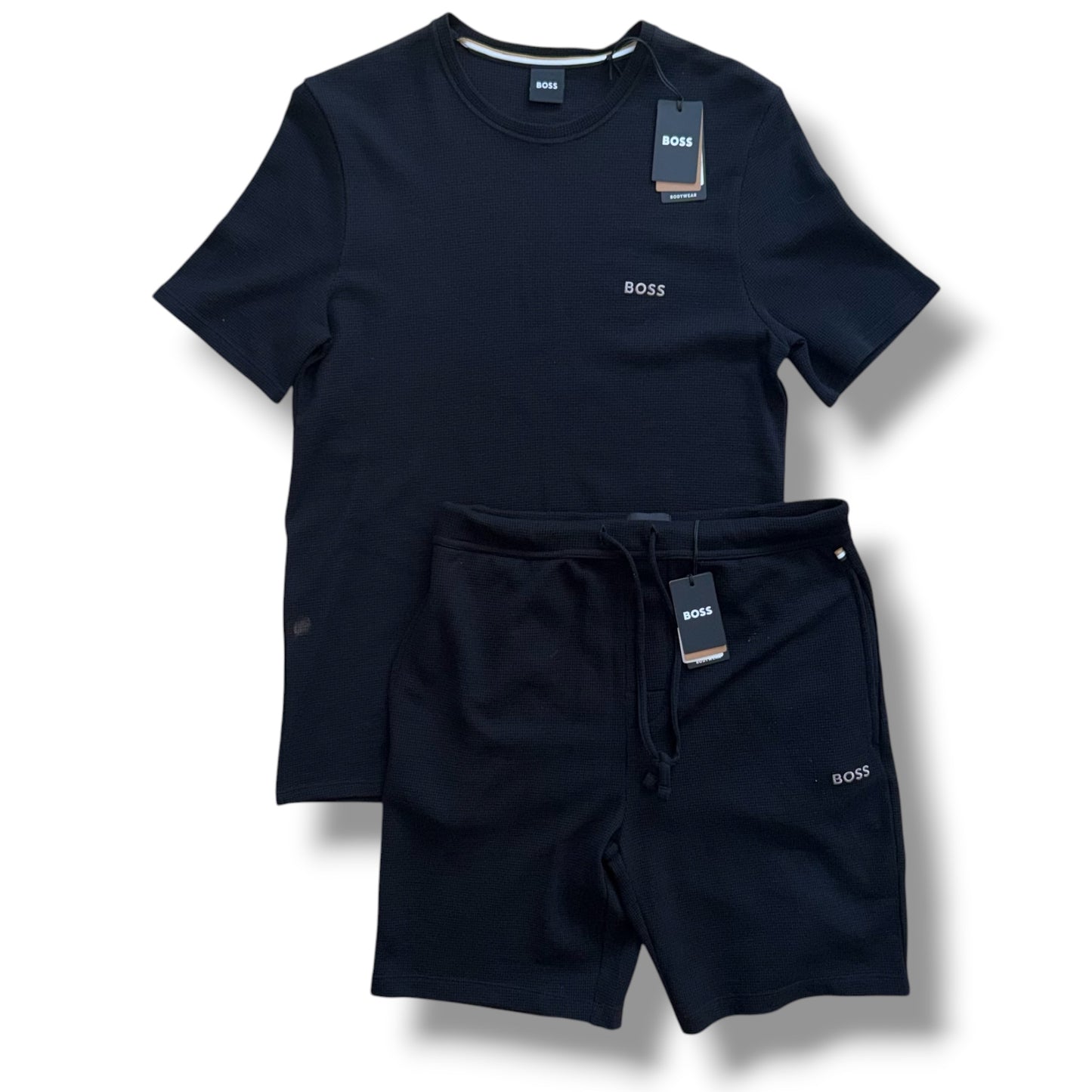 HUGO BOSS T-SHIRT & JERSEY SHORTS SET BLACK *SALE*
