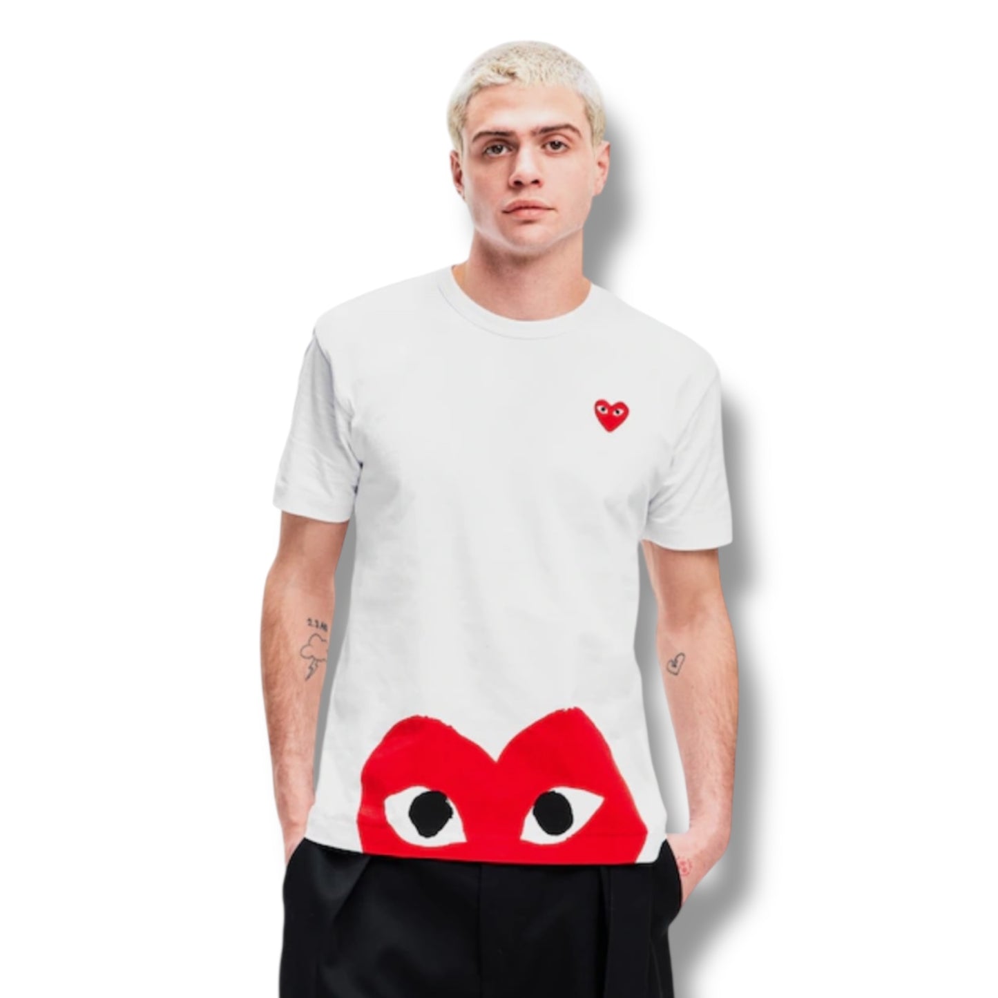 COMME DES GARÇONS PLAY LARGE PEEP T-SHIRT WHITE