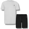 RALPH LAUREN LOGO T-SHIRT & JERSEY SHORTS SET WHITE & BLACK