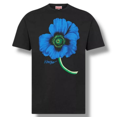 KENZO BLUE FLOWER T-SHIRT BLACK