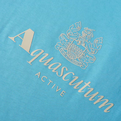 AQUASCUTUM BIG LOGO T-SHIRT & CHECK SWIM SHORTS SET AVIO BLUE - BEIGE