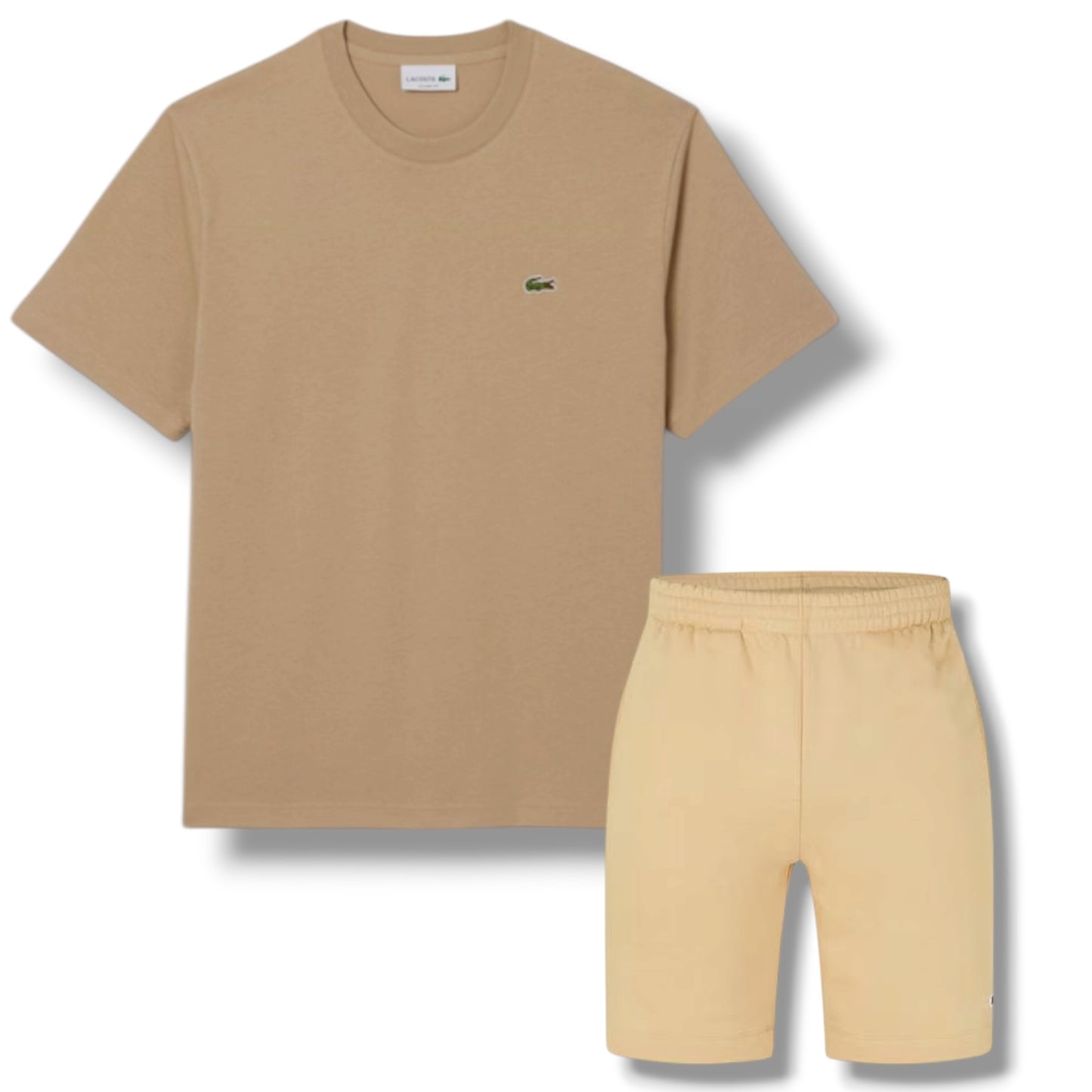 LACOSTE SMALL LOGO T-SHIRT & JERSEY SHORTS SET BEIGE